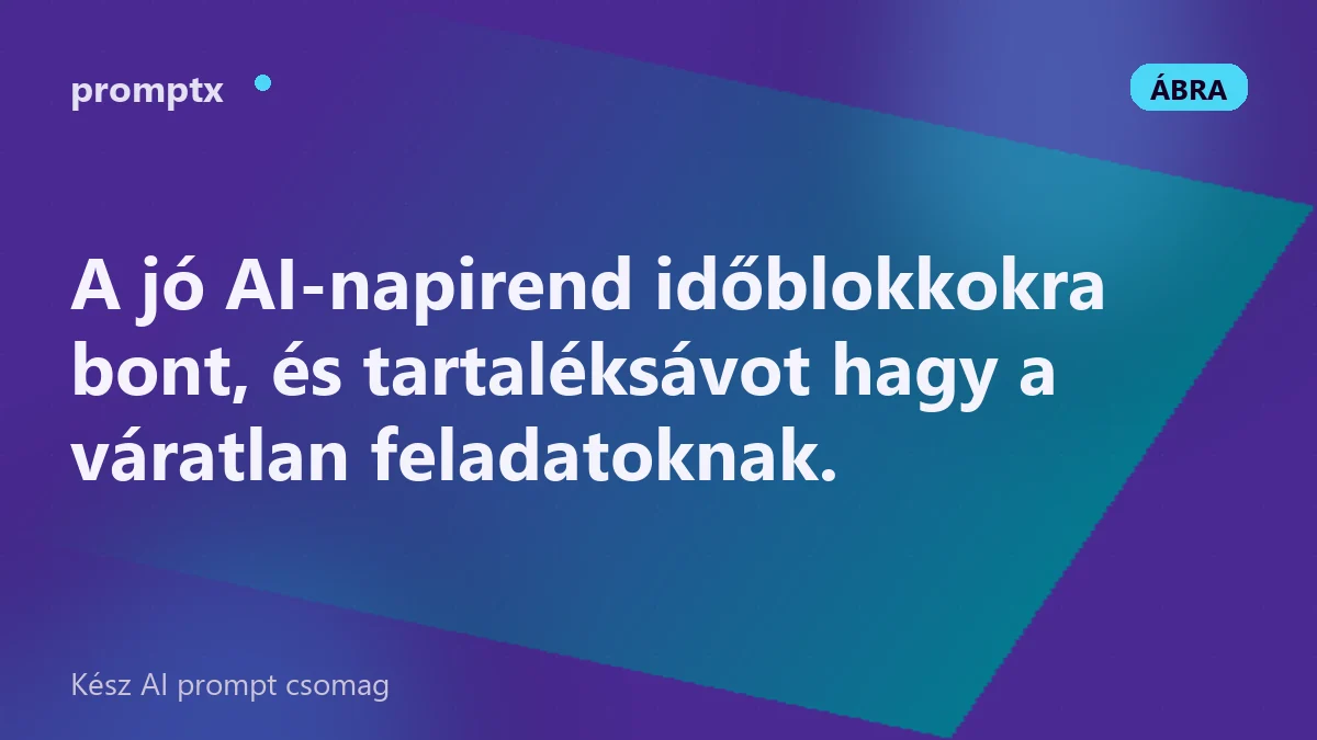 Időblokkokra bontott napirend teendőkkel és pufferrel