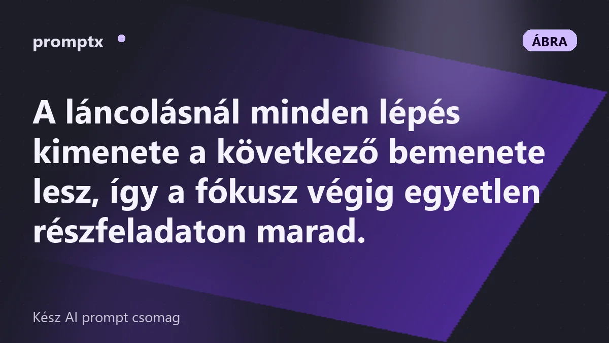 Egy feladat több egymásra épülő promptlépésre bontva, nyilakkal összekötve
